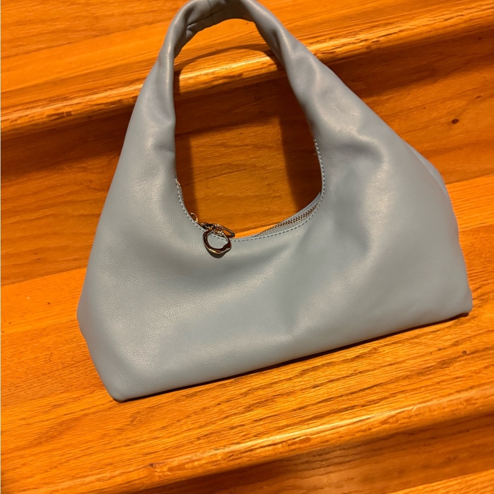 Elegant Blue Leather Hobo Bag - Picture 2 of 4